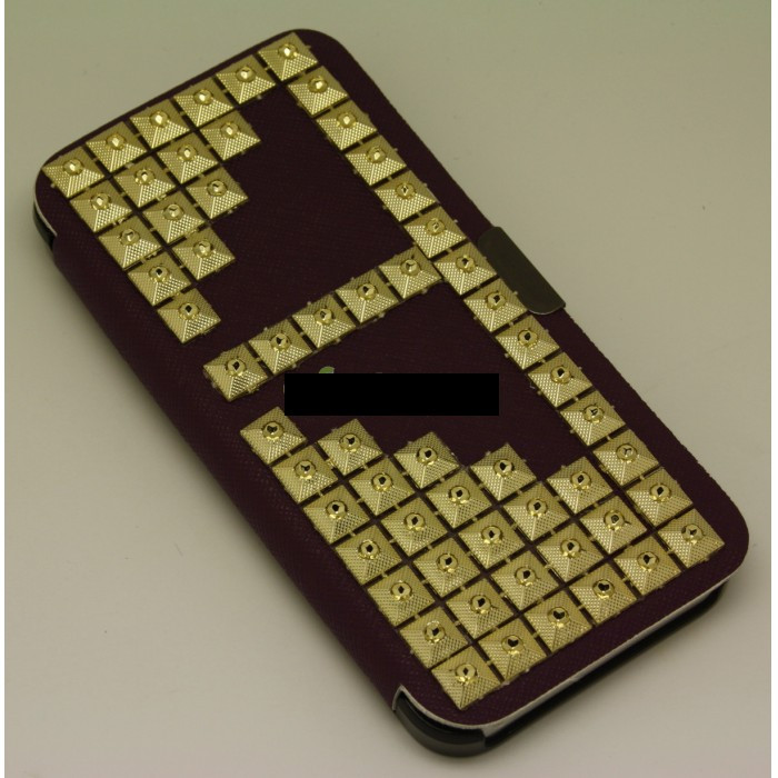Husa bumper piele ecologica iPhone 5 cu tinte aurii