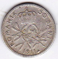 Carol I. 50 bani 1911 argint (2) foto