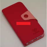 Husa piele iPhone 5 5s roz, Rosu, iPhone 5/5S, Piele Ecologica, Apple