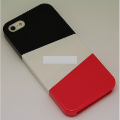 Husa bumper iPhone 5 plastic Trio rosu cu alb