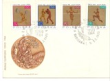 INTREG POSTAL 4896/7 POLONIA, MEDALII OLIMPICE TOKIO 1964, FDC, PLIC PRIMA ZI, SERIE COPLETA, 8 VALORI, VARSOVIA, WARSZAWA, 09.10.1965, JOCURILE.