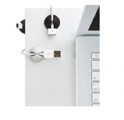 Organizator de cabluri (cable clips) - set: 3 x negre + 3 x albe foto