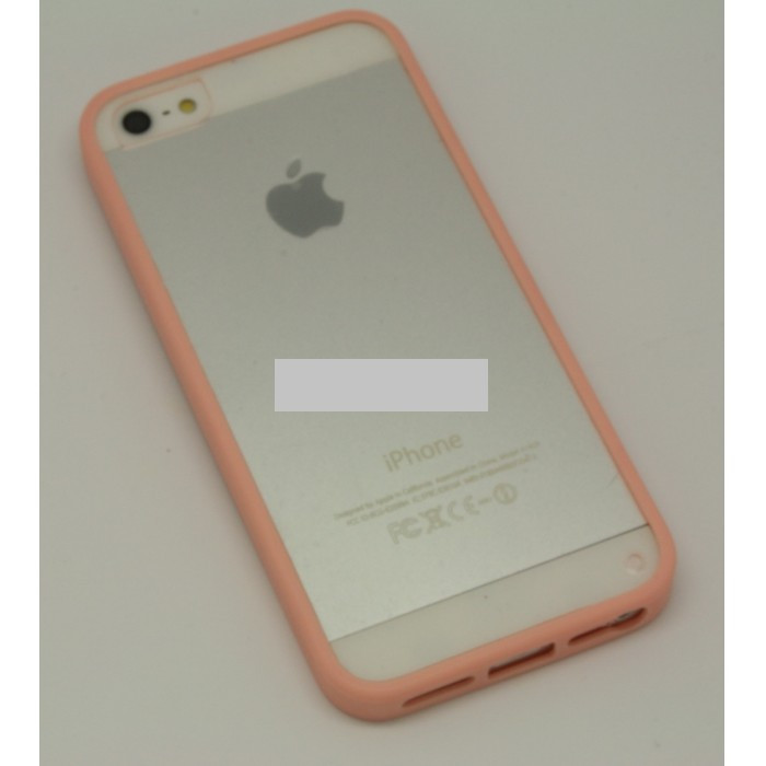 Bumper husa silicon iPhone 5 roz cu acryl