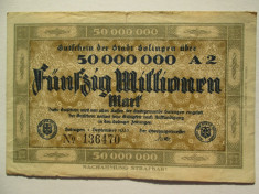 50 Millionen mark 1923 Germania , notgeld Solingen , 50 milioane marci 50000000 foto