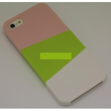 Husa bumper iPhone 5 plastic Trio verde cu roz, Alb