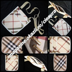 PORTOFEL BURBERRY MINI BORSETA GAT UMAR BARBATI PIELE ECO CANVAS 2 COMPARTIMENTE