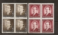 SD Romania 1939 LP130 - 50 ani moarte M.Eminescu, serie 2 val, bloc de 4, MNH