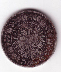 moneda argint 5 KORONA CORONA COROANE 1900-patina deosebita foto