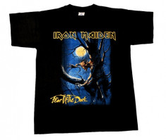 Tricou Iron Maiden &amp;amp;quot; fear of the dark &amp;amp;quot; logo galben foto