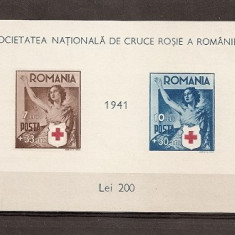 SD Romania 1941 LP146- Crucea Rosie, colita nedantelata, MNH