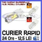 BEC AUTO LED LEDURI T20 W21W - SUPERFLUX - MARSARIER SEMNALIZARE POZITIE FRANA, Universal, ZDM