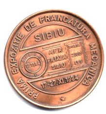 MEDALIE PRIMA EXPOZITIE DE FRANCATURA MECANICA SIBIU 1984 AFR FILIALA SIBIU ISTORIE NUMISMATICA PACE