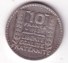 moneda argint -10 francs 1932, 10 franci 1932 foto