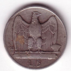 moneda argint -5 lire 1927 foto