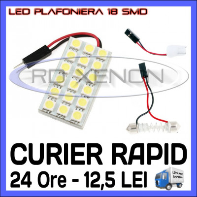 BEC AUTO LED LEDURI PLACUTA PLAFONIERA - 18 SMD - SOFIT FESTOON C5W C10W T10 W5W foto