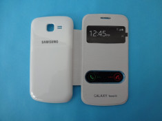 Husa Samsung Galaxy Trend Lite S7392 S7390 Flip Cover S-view Alb !!! Folie de protectie CADOU !! foto