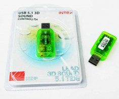 PLACA SUNET USB 3D SOUND, VIRTUAL 5.1 CHANNEL, instalare automata. NOUA foto
