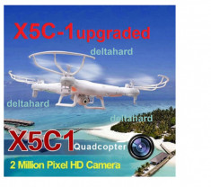 DRONA SYMA X5C-1 UPGRADED CU CAMERA HD VERSIUNE NOUA +CARD 2GB CADOU CITITOR + 2 ACUMULATORI foto