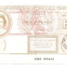 ANGLIA British Postal Order 2 POUNDS LIRE Manchester STAMP 1998 F