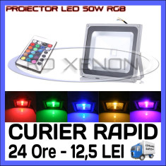 PROIECTOR RELFECTOR LED 50W - RGB CU TELECOMANDA - ILUMINARE DECORATIVA - 220V