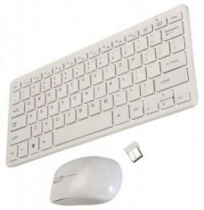 Kit Tastatura si Mouse Wireless 2.4GHz tip Apple-mini tastatura slim wireless cu mouse (design apple ) foto