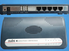 QUBS Broadband Router + USB Print Server, 100% functional, alimentaor, cabluri, CD drivere foto