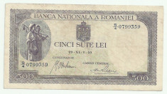 ROMANIA 500 LEI 1940 [1] VF+ , bnr vertical foto