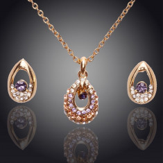 Set de bijuterii superb placat Aur 18k, Cristale Swarovski : colier,cercei foto