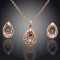 Set de bijuterii superb placat Aur 18k, Cristale Swarovski : colier,cercei