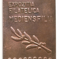 MEDALIA PLACHETA EXPOZITIA FILATELICA MEDIENSFILIA MEDIAS SIBIU PREMIU