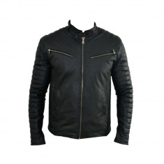 Geaca Piele Eco tip Zara Man - Model NOU MOTOR Star - Slim fit - Negru - Masuri: XS, M, L - LIMITAT ! ! - Cambrata foto