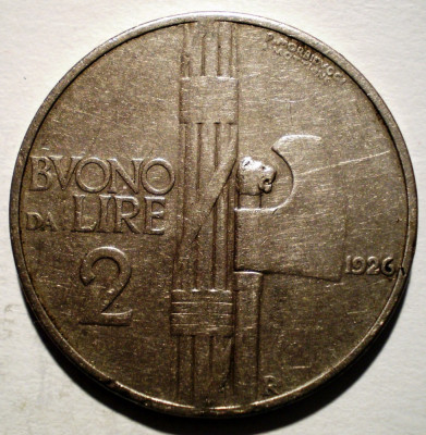 C.280 ITALIA VITTORIO EMANUELE III 2 LIRE 1926 RARA foto