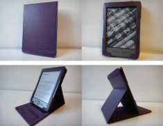 Husa Amazon Kindle 4 - 6 inch piele eco mov - model stand foto
