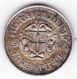 Marea Britanie 3 Pence George VI 1940 Argint 1.41 gr. patina frumoasa foto