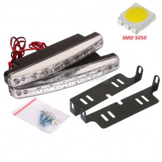 Proiectoare AUTO cu 6 SMD ,Lumini Zi , Daytime Running Lights , DRL , Daylight 6 SMD High Power ALB XENON - COD 1028 - foto