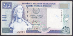 Bancnota Cipru 20 Pounds 2001 - P63b VF+ (la valoare nominala) foto