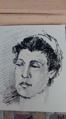Portret femeie/ tus? pe hartie/ nesemnat, nedatat foto