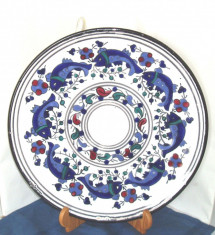 Farfurie mare (aplica) 32 cm decorata manual - Les Ceramique Artisanales Tunisia foto
