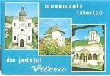 CPI (B5058) MONUMENTE DIN JUD. VALCEA. MANASTIREA BISTRITA, MALDARESTI - CULA GRECEANU, MANASTIREA HUREZI, EDITURA OSETCM, NECIRCULATA, TIMBRU IMPRIMA, Fotografie