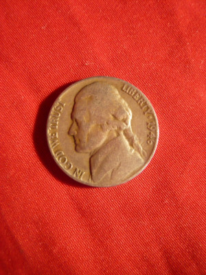 Moneda 5 centi 1946 , metal alb SUA foto
