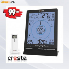 Statie Meteo Apartament CRESTA DTX380 Cu Senzor Wireless de Exterior | Temperatura, Umiditatea si Presiunea Atmosferica | Garantie 12 Luni! foto