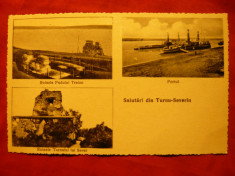 Ilustrata Turnu Severin - 3 Vederi - Portul 1936 , Libr. Gh. stefanescu foto