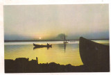 % carte postala (ilustrata)-MAMAIA -soarele rasare din mare si apune in lacul Siutghiol, Circulata, Printata