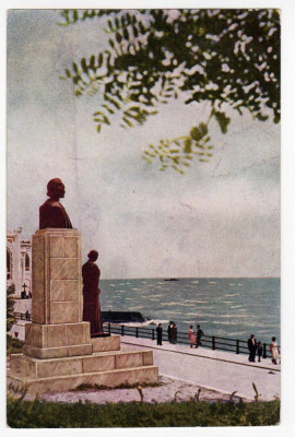 CONSTANTA , STATUIA LUI MIHAIL EMINESCU RPR ,CIRCULAT 1958 , foto