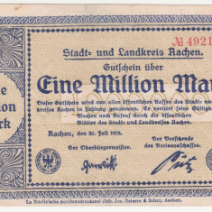 (7) BANCNOTA (NOTGELD) - GERMANIA - AACHEN - 1.000.000 MARK 1923 (20 IULIE 1923)