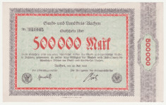 (2) BANCNOTA (NOTGELD) - GERMANIA - AACHEN - 500.000 MARK 1923 (20 IULIE 1923) - FORMAT MAI MARE foto