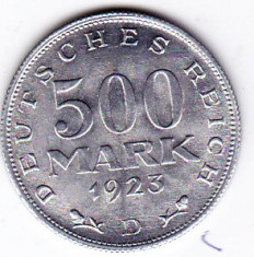 1) Germania 500 MARK 1923 D a.UNC/UNC Republica de la Weimar foto