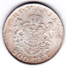10) 200 lei 1942, argint 6 grame,0.835,a.UNC/UNC,DE COLECTIE foto