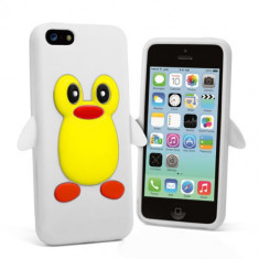 Husa Plastic Silicon- PINGUIN- Penguin Soft-Alb- Apple Iphone 5 / 5S foto