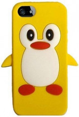 Husa Plastic Silicon- PINGUIN- Penguin Soft-Galben- Apple Iphone 5 / 5S foto